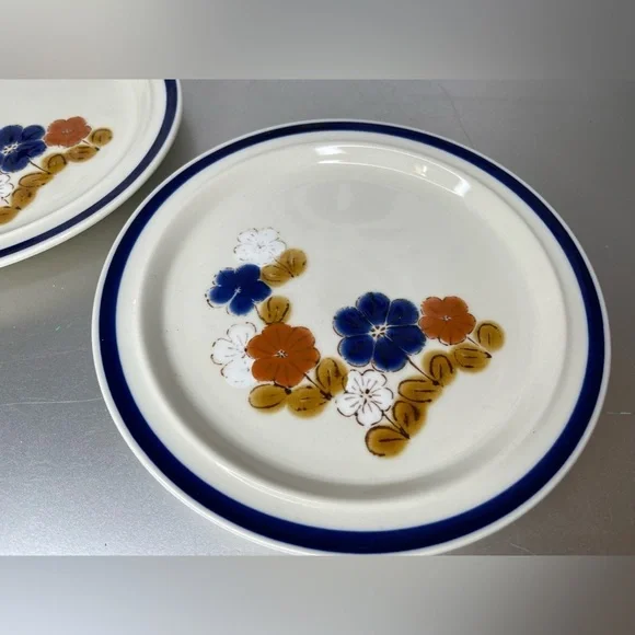 Vintage Dinner Ware Small Plate Florals Stoneware Oven to Table Japan Set of 2